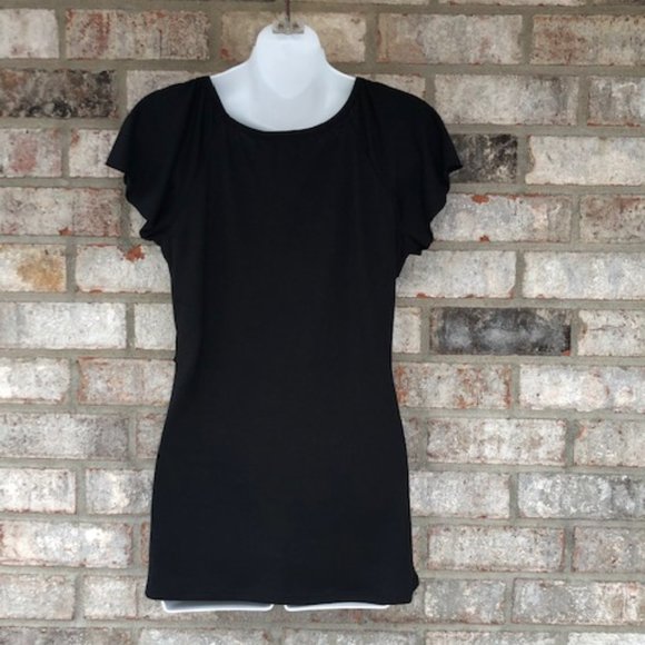 AB STUDIO DIAGONAL TIERED RUFFLED BLACK TOP - Picture 10 of 15